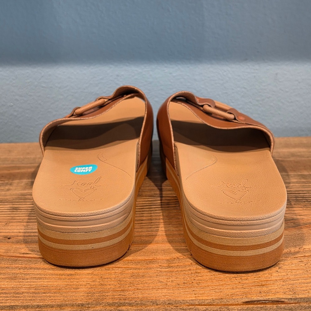 Reef Womens Horizon Hi Slide Tan Platform Vegan Leather Sandals Size 11 - Picture 5 of 11